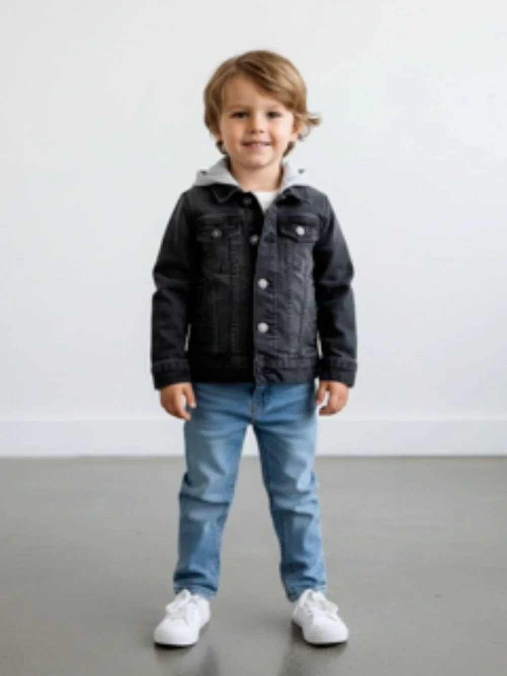 Old Navy Denim Jean Jacket Boys 2T Trucker style snap front Hooded